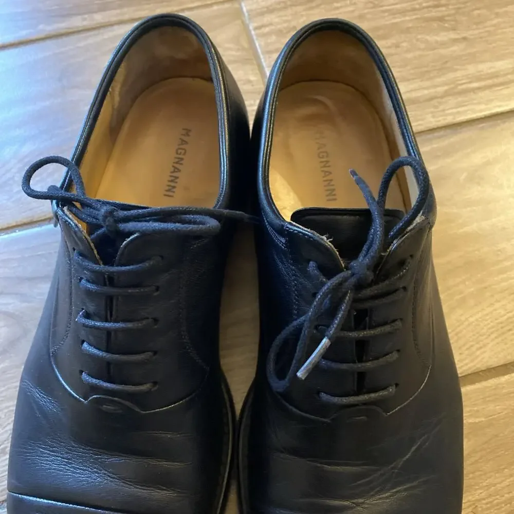 Magnanni Men's Black Leather Oxfords Size 10D